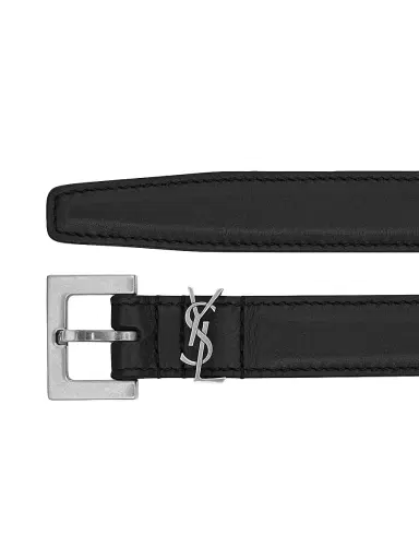 Saint Laurent Women's Cassandre Thin Belt with Square Buckle in Smooth Leather - Black | Thumbnail 5 Saint Laurent Women's Cassandre Thin Belt with Square Buckle in Smooth Leather - Black | Thumbnail 5