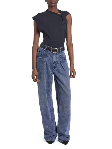 Isabel Marant Women's Nayda Cotton Twist-Shoulder Top - Black - Size Small | Thumbnail 2 Isabel Marant Women's Nayda Cotton Twist-Shoulder Top - Black - Size Small | Thumbnail 2