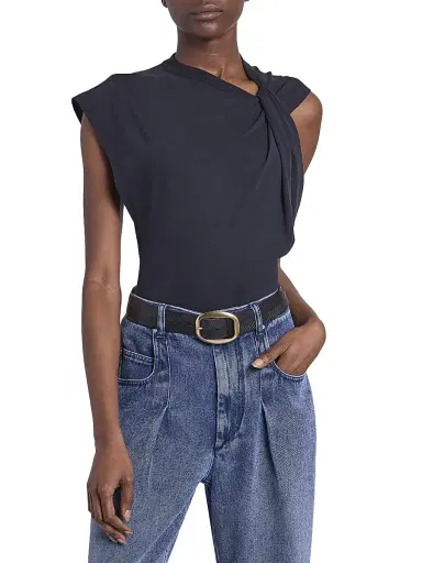 Isabel Marant Women's Nayda Cotton Twist-Shoulder Top - Black - Size Small | Thumbnail 3 Isabel Marant Women's Nayda Cotton Twist-Shoulder Top - Black - Size Small | Thumbnail 3