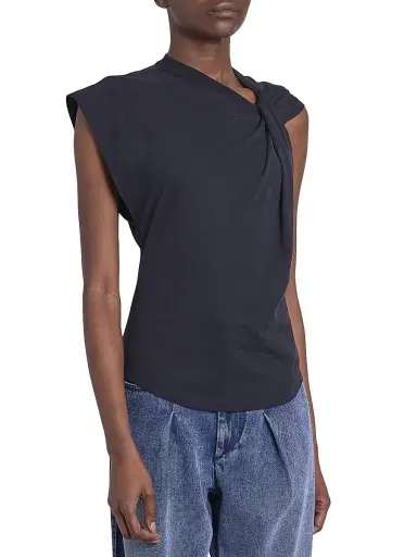 Isabel Marant Women's Nayda Cotton Twist-Shoulder Top - Black - Size Small | Thumbnail 4 Isabel Marant Women's Nayda Cotton Twist-Shoulder Top - Black - Size Small | Thumbnail 4