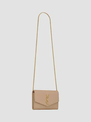 Saint Laurent Women's Uptown Chain Wallet in Grain De Poudre Embossed Leather - Dark Beige | Thumbnail 7 Saint Laurent Women's Uptown Chain Wallet in Grain De Poudre Embossed Leather - Dark Beige | Thumbnail 7