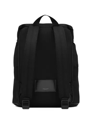 Saint Laurent Men's Backpack in Econyl and Vegetable Tanned Leather - Black | Thumbnail 5 Saint Laurent Men's Backpack in Econyl and Vegetable Tanned Leather - Black | Thumbnail 5