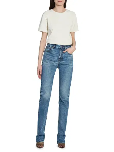 Saint Laurent Women's 90's Slim Jeans in Denim - Blue | Thumbnail 3 Saint Laurent Women's 90's Slim Jeans in Denim - Blue | Thumbnail 3