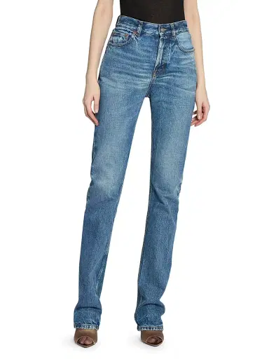 Saint Laurent Women's 90's Slim Jeans in Denim - Blue | Thumbnail 4 Saint Laurent Women's 90's Slim Jeans in Denim - Blue | Thumbnail 4