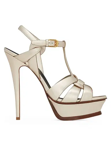 Saint Laurent Women's Tribute Sandals In Metallic Leather - Pale Gold - Size 11.5 | Thumbnail 1 Saint Laurent Women's Tribute Sandals In Metallic Leather - Pale Gold - Size 11.5 | Thumbnail 1