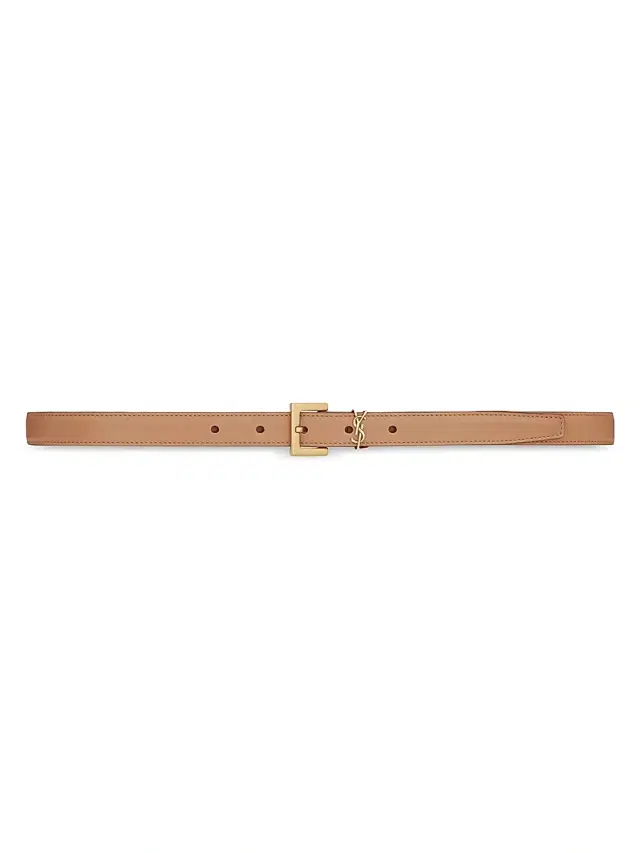 Women's Cassandre Thin Belt with Square Buckle in Vegetable-tanned Leather - Brown Gold Women's Cassandre Thin Belt with Square Buckle in Vegetable-tanned Leather - Brown Gold