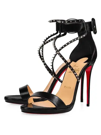 Christian Louboutin Women's Choca Lux 120MM Leather Sandals - Black | Thumbnail 2 Christian Louboutin Women's Choca Lux 120MM Leather Sandals - Black | Thumbnail 2