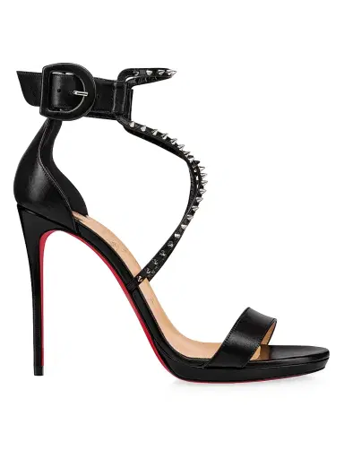 Christian Louboutin Women's Choca Lux 120MM Leather Sandals - Black | Thumbnail 1 Christian Louboutin Women's Choca Lux 120MM Leather Sandals - Black | Thumbnail 1
