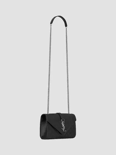 Saint Laurent Women's Envelope Small Bag In Mix Matelassé Grain De Poudre Embossed Leather - Nero | Thumbnail 3 Saint Laurent Women's Envelope Small Bag In Mix Matelassé Grain De Poudre Embossed Leather - Nero | Thumbnail 3