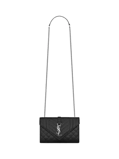 Saint Laurent Women's Envelope Small Bag In Mix Matelassé Grain De Poudre Embossed Leather - Nero | Thumbnail 1 Saint Laurent Women's Envelope Small Bag In Mix Matelassé Grain De Poudre Embossed Leather - Nero | Thumbnail 1