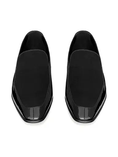 Saint Laurent Men's Gabriel Loafers In Patent Leather And Silk Satin - Black | Thumbnail 2 Saint Laurent Men's Gabriel Loafers In Patent Leather And Silk Satin - Black | Thumbnail 2