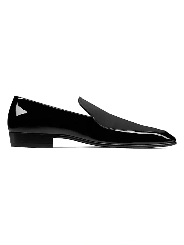 Men's Gabriel Loafers In Patent Leather And Silk Satin - Black Men's Gabriel Loafers In Patent Leather And Silk Satin - Black