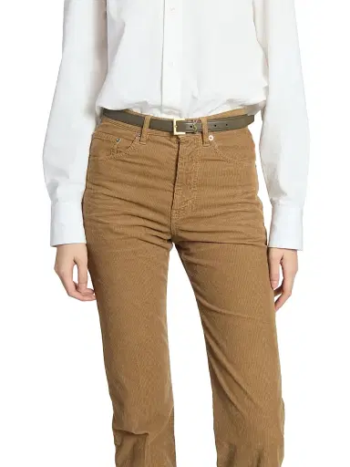 Saint Laurent Women's Cassandre Thin Belt with Square Buckle in Smooth Leather - Artichocke Green - Size 42 | Thumbnail 3 Saint Laurent Women's Cassandre Thin Belt with Square Buckle in Smooth Leather - Artichocke Green - Size 42 | Thumbnail 3