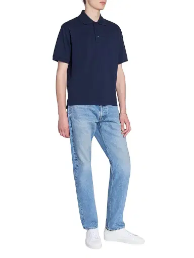 Saint Laurent Men's Cassandre Polo Shirt in Pique - Marine | Thumbnail 3 Saint Laurent Men's Cassandre Polo Shirt in Pique - Marine | Thumbnail 3