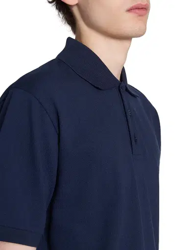 Saint Laurent Men's Cassandre Polo Shirt in Pique - Marine | Thumbnail 7 Saint Laurent Men's Cassandre Polo Shirt in Pique - Marine | Thumbnail 7