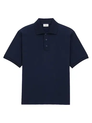 Saint Laurent Men's Cassandre Polo Shirt in Pique - Marine | Thumbnail 1 Saint Laurent Men's Cassandre Polo Shirt in Pique - Marine | Thumbnail 1