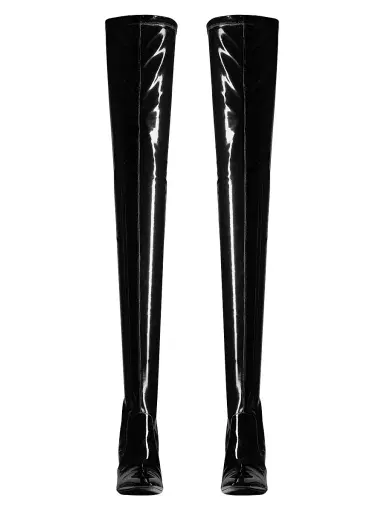 Saint Laurent Women's Betty Over-The-Knee Boots In Stretch Vinyl - Black | Thumbnail 2 Saint Laurent Women's Betty Over-The-Knee Boots In Stretch Vinyl - Black | Thumbnail 2