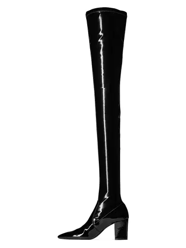 Saint Laurent Women's Betty Over-The-Knee Boots In Stretch Vinyl - Black | Thumbnail 4 Saint Laurent Women's Betty Over-The-Knee Boots In Stretch Vinyl - Black | Thumbnail 4