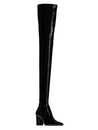 Saint Laurent Women's Betty Over-The-Knee Boots In Stretch Vinyl - Black | Thumbnail 5 Saint Laurent Women's Betty Over-The-Knee Boots In Stretch Vinyl - Black | Thumbnail 5