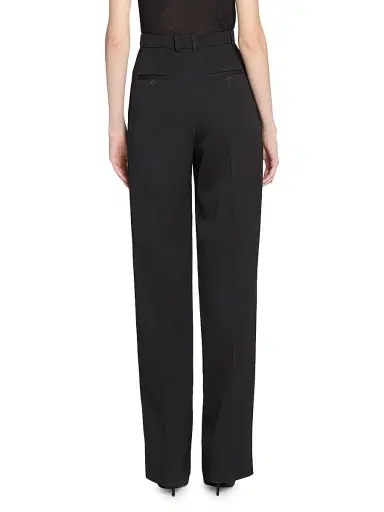 Saint Laurent Women's Wide-Leg Pants in Grain De Poudre - Black | Thumbnail 6 Saint Laurent Women's Wide-Leg Pants in Grain De Poudre - Black | Thumbnail 6