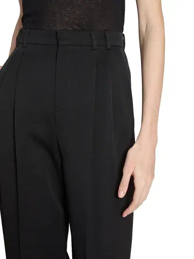 Saint Laurent Women's Wide-Leg Pants in Grain De Poudre - Black | Thumbnail 7 Saint Laurent Women's Wide-Leg Pants in Grain De Poudre - Black | Thumbnail 7