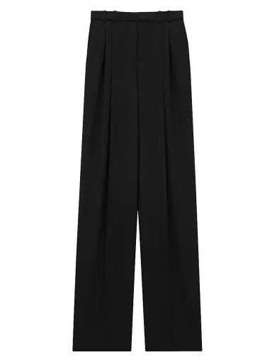 Saint Laurent Women's Wide-Leg Pants in Grain De Poudre - Black | Thumbnail 1 Saint Laurent Women's Wide-Leg Pants in Grain De Poudre - Black | Thumbnail 1