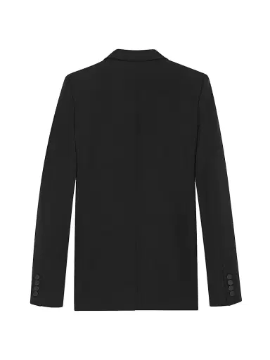Saint Laurent Women's Tube Tuxedo Jacket in Grain De Poudre | Thumbnail 2 Saint Laurent Women's Tube Tuxedo Jacket in Grain De Poudre | Thumbnail 2