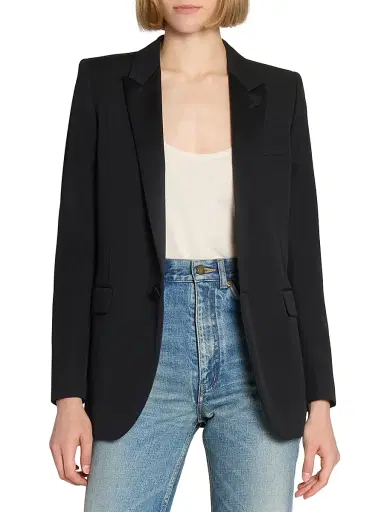 Saint Laurent Women's Tube Tuxedo Jacket in Grain De Poudre | Thumbnail 4 Saint Laurent Women's Tube Tuxedo Jacket in Grain De Poudre | Thumbnail 4