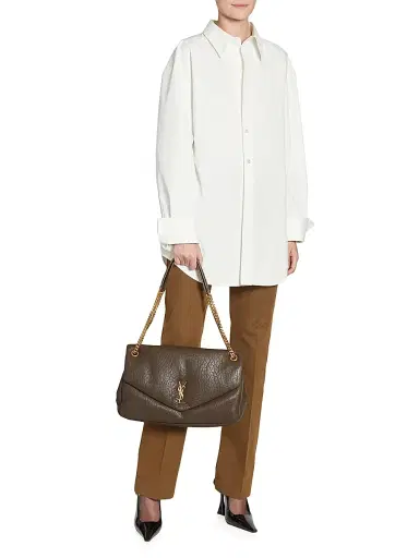Saint Laurent Women's Calypso Bag in Grained Lambskin - Light Musk | Thumbnail 2 Saint Laurent Women's Calypso Bag in Grained Lambskin - Light Musk | Thumbnail 2