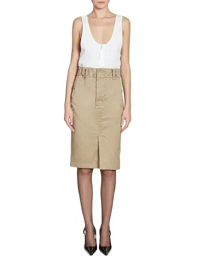 Saint Laurent Women's Henley Tank Top in Cotton Poplin - White | Thumbnail 3 Saint Laurent Women's Henley Tank Top in Cotton Poplin - White | Thumbnail 3