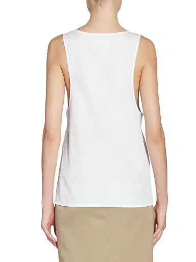 Saint Laurent Women's Henley Tank Top in Cotton Poplin - White | Thumbnail 6 Saint Laurent Women's Henley Tank Top in Cotton Poplin - White | Thumbnail 6