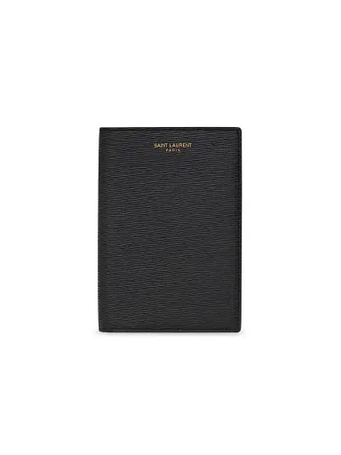 Saint Laurent Men's Passport Case In Ripple Embossed Leather - Black | Thumbnail 1 Saint Laurent Men's Passport Case In Ripple Embossed Leather - Black | Thumbnail 1