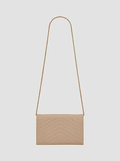 Saint Laurent Women's Classic Cassandre Chain Wallet in Grain De Poudre Leather - Seasalt | Thumbnail 4 Saint Laurent Women's Classic Cassandre Chain Wallet in Grain De Poudre Leather - Seasalt | Thumbnail 4