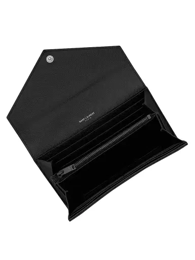 Saint Laurent Women's Cassandre Matelasse Flap Wallet in Grain De Poudre Embossed Leather - Nero | Thumbnail 3 Saint Laurent Women's Cassandre Matelasse Flap Wallet in Grain De Poudre Embossed Leather - Nero | Thumbnail 3