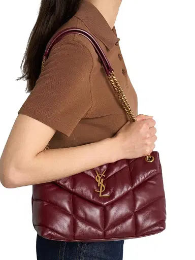 Saint Laurent Women's Puffer Shoulder Bag in Nappa Leather - Rouge Cabernet | Thumbnail 3 Saint Laurent Women's Puffer Shoulder Bag in Nappa Leather - Rouge Cabernet | Thumbnail 3