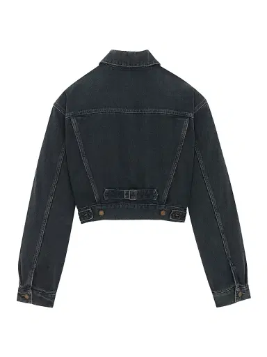 Saint Laurent Women's 80's Jacket in Dark Denim - Dark Blue Black | Thumbnail 2 Saint Laurent Women's 80's Jacket in Dark Denim - Dark Blue Black | Thumbnail 2