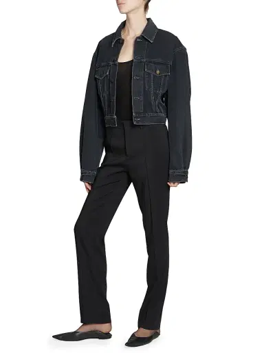Saint Laurent Women's 80's Jacket in Dark Denim - Dark Blue Black | Thumbnail 3 Saint Laurent Women's 80's Jacket in Dark Denim - Dark Blue Black | Thumbnail 3