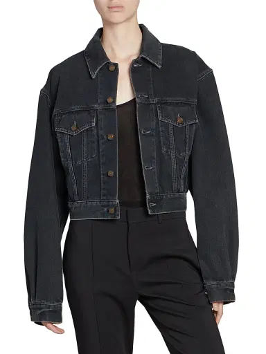 Saint Laurent Women's 80's Jacket in Dark Denim - Dark Blue Black | Thumbnail 4 Saint Laurent Women's 80's Jacket in Dark Denim - Dark Blue Black | Thumbnail 4