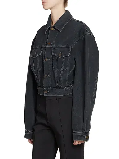 Saint Laurent Women's 80's Jacket in Dark Denim - Dark Blue Black | Thumbnail 5 Saint Laurent Women's 80's Jacket in Dark Denim - Dark Blue Black | Thumbnail 5