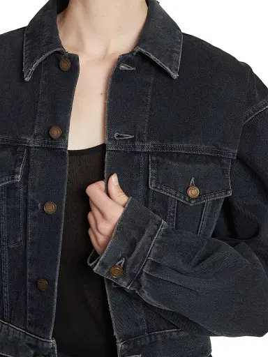 Saint Laurent Women's 80's Jacket in Dark Denim - Dark Blue Black | Thumbnail 7 Saint Laurent Women's 80's Jacket in Dark Denim - Dark Blue Black | Thumbnail 7