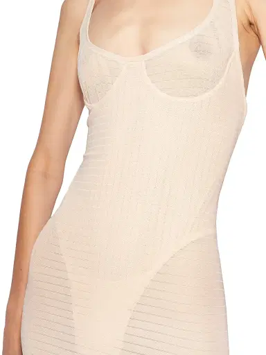 Alaïa Women's Sculpt Sheer Maxi Dress - Peach | Thumbnail 5 Alaïa Women's Sculpt Sheer Maxi Dress - Peach | Thumbnail 5