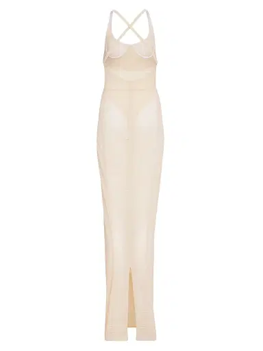 Alaïa Women's Sculpt Sheer Maxi Dress - Peach | Thumbnail 1 Alaïa Women's Sculpt Sheer Maxi Dress - Peach | Thumbnail 1
