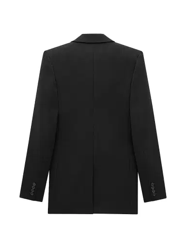 Saint Laurent Women's Jacket in Grain De Poudre - Black | Thumbnail 2 Saint Laurent Women's Jacket in Grain De Poudre - Black | Thumbnail 2