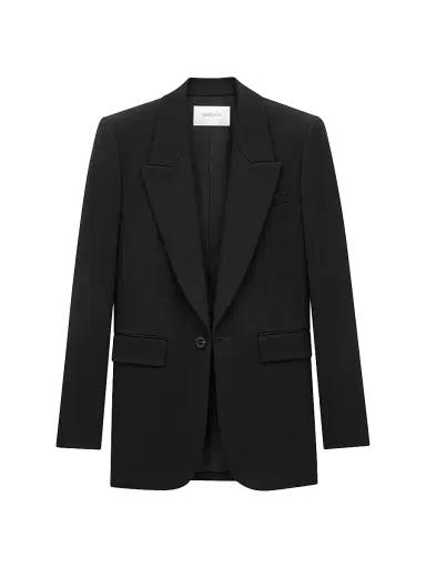 Saint Laurent Women's Jacket in Grain De Poudre - Black | Thumbnail 3 Saint Laurent Women's Jacket in Grain De Poudre - Black | Thumbnail 3