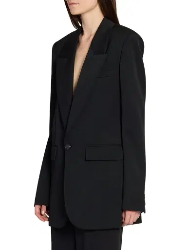Saint Laurent Women's Jacket in Grain De Poudre - Black | Thumbnail 6 Saint Laurent Women's Jacket in Grain De Poudre - Black | Thumbnail 6