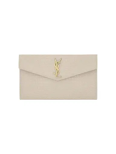 Saint Laurent Women's Uptown Pouch in Crocodile-Embossed Shiny Leather | Thumbnail 1 Saint Laurent Women's Uptown Pouch in Crocodile-Embossed Shiny Leather | Thumbnail 1
