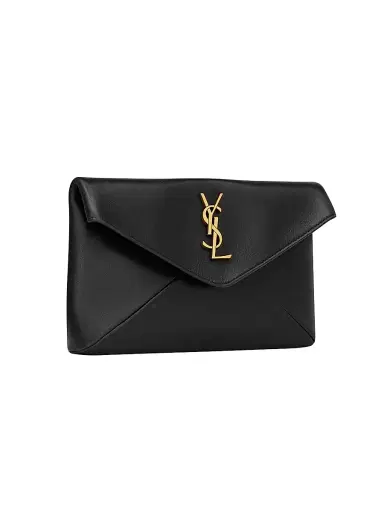 Saint Laurent Women's Cassandre Small Envelope Pouch In Lambskin - Black | Thumbnail 3 Saint Laurent Women's Cassandre Small Envelope Pouch In Lambskin - Black | Thumbnail 3