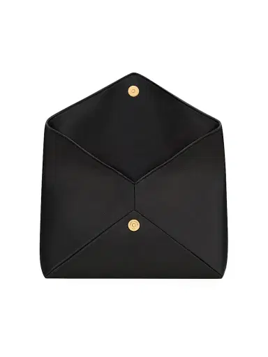 Saint Laurent Women's Cassandre Small Envelope Pouch In Lambskin - Black | Thumbnail 5 Saint Laurent Women's Cassandre Small Envelope Pouch In Lambskin - Black | Thumbnail 5