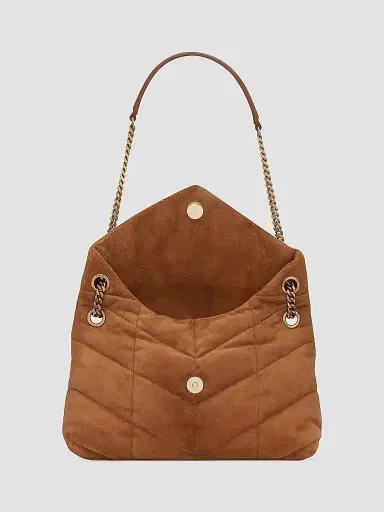 Saint Laurent Women's Puffer in Quilted Suede - Cinnamon | Thumbnail 4 Saint Laurent Women's Puffer in Quilted Suede - Cinnamon | Thumbnail 4