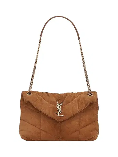 Saint Laurent Women's Puffer in Quilted Suede - Cinnamon | Thumbnail 1 Saint Laurent Women's Puffer in Quilted Suede - Cinnamon | Thumbnail 1